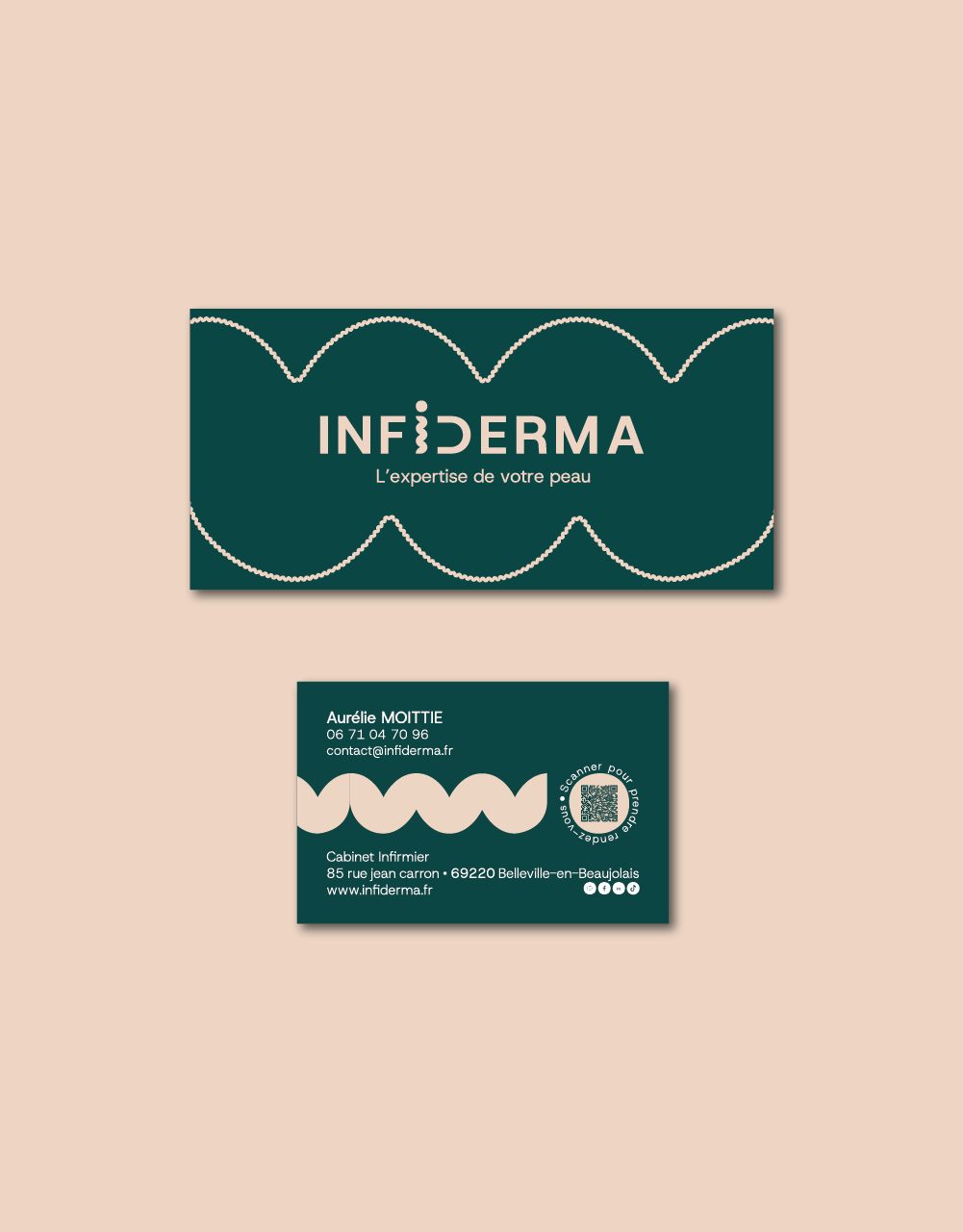agence-de-communication-belleville-en-beaujolais. Création de carte cadeau à Villefranche sur Saône pour Infiderma Belleville en Beaujolais. Graphiste Villefranche sur Saône. Agence de communication à Villefranche sur Saône.